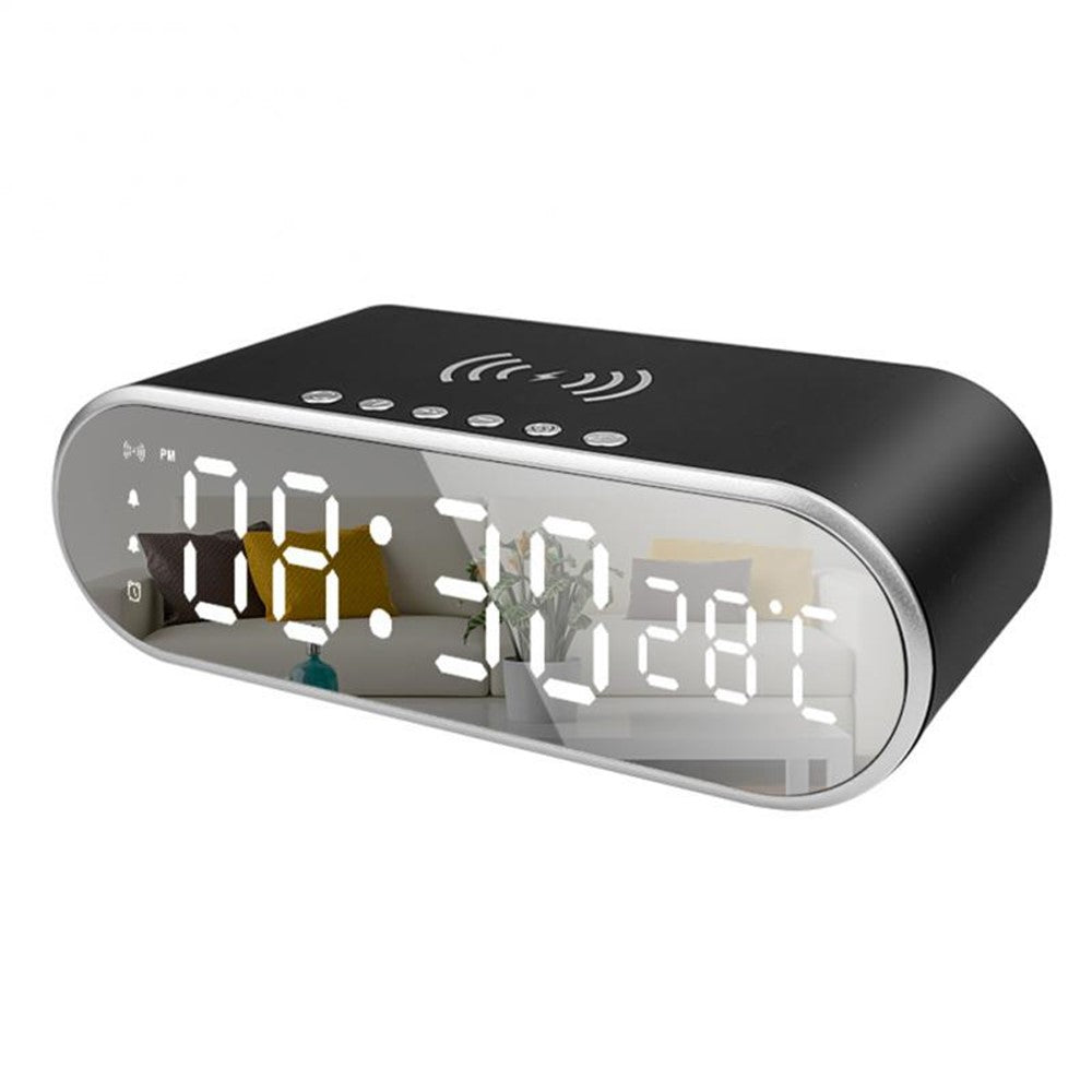 Väckarklocka med trådlös laddare – kalender, termometer och snooze