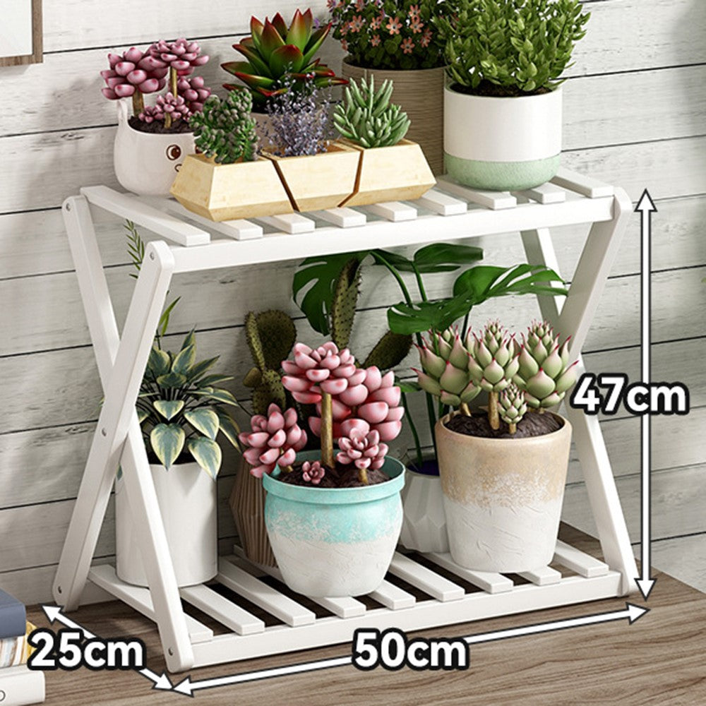 Blomhylla i bambu 50 cm – flerplans växtställ för inomhus/utomhusbruk