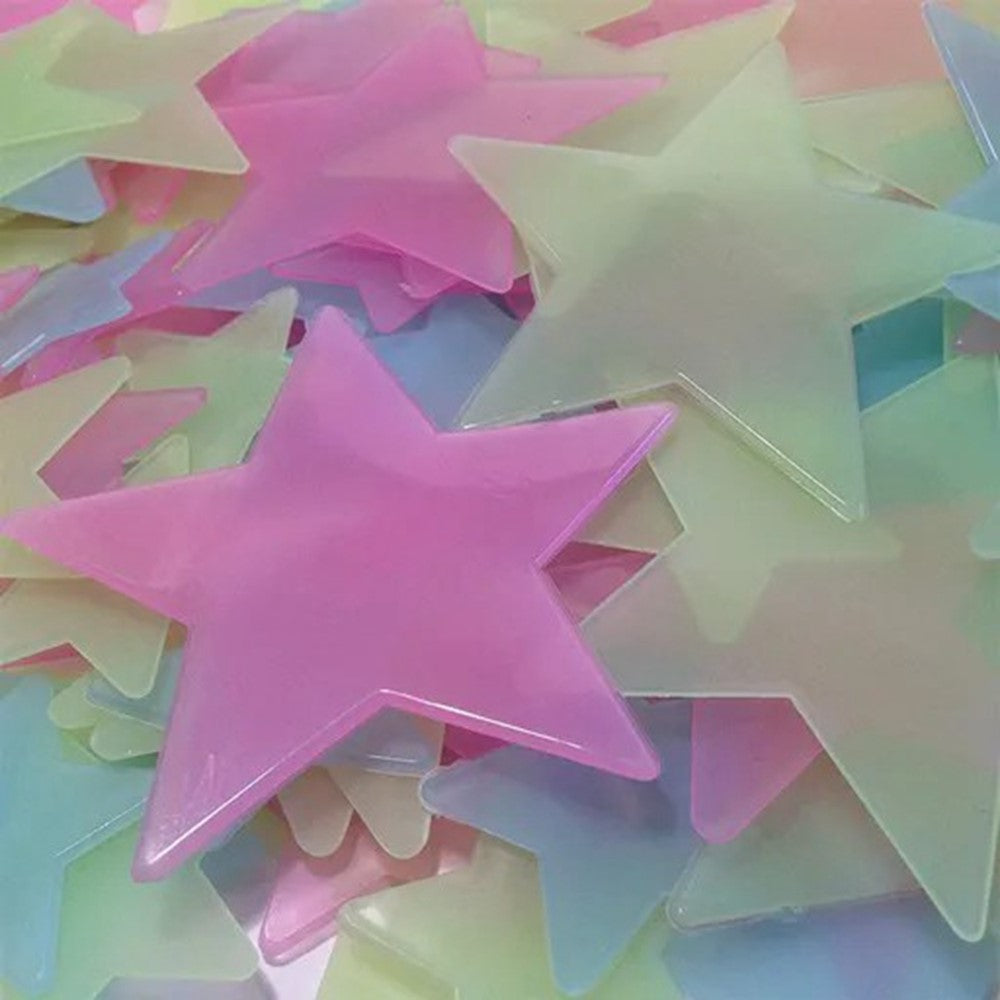 Väggdekor – 100-pack 3D självlysande stjärnor