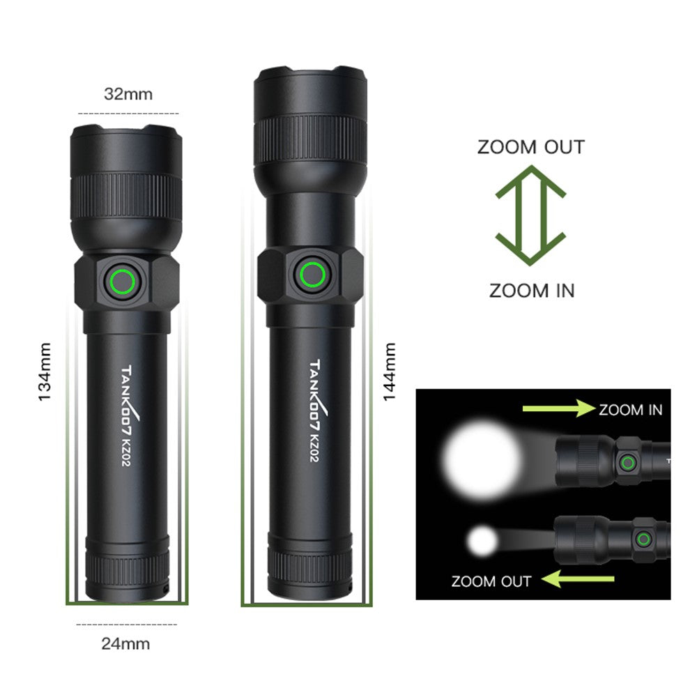 Zoombar LED-ficklampa – 1000 lumen uppladdningsbar