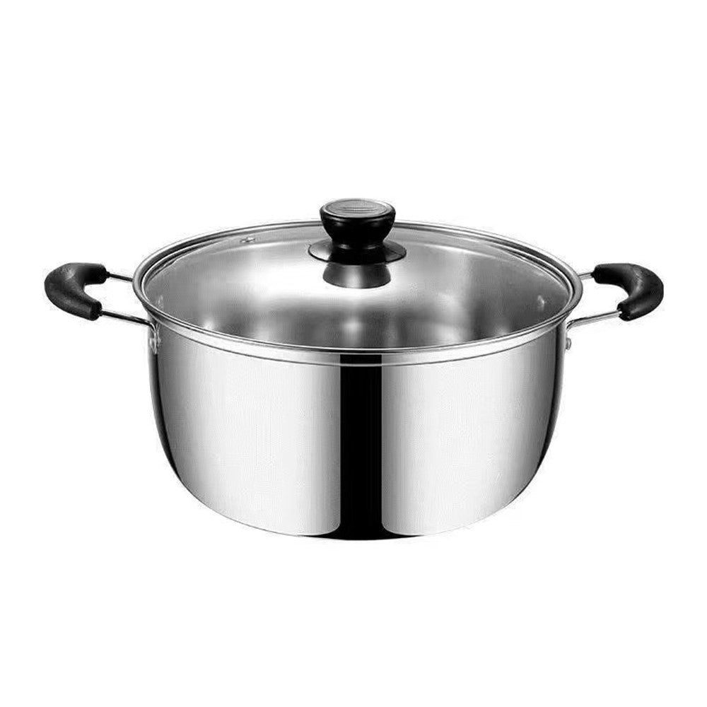 Gryta – 22cm rostfri soppskål med glaslock, BPA-fri