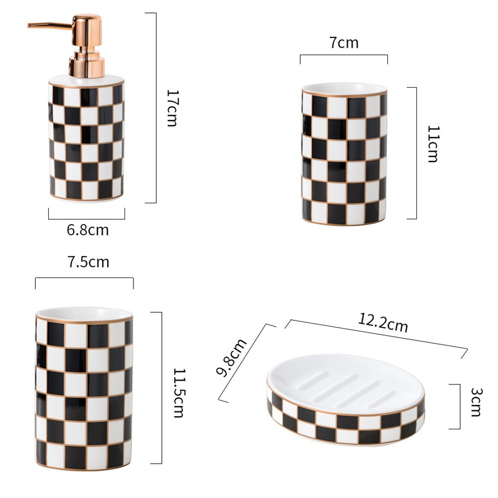 Set – 4-delars rutmönstrat keramikset