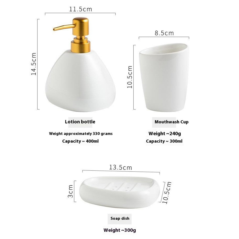 Keramikset – tvålpump, mugg och tvålfat i minimalistisk design