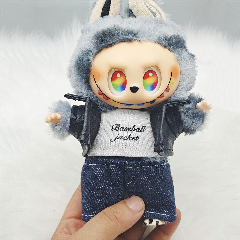 Klädset – 3-pack T-shirt + jacka + jeans för Labubu 17cm