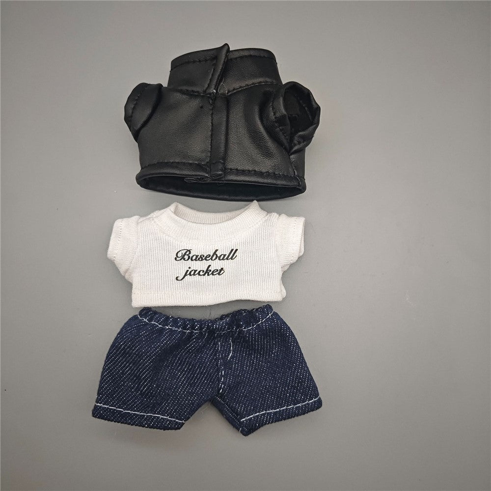 Klädset – 3-pack T-shirt + jacka + jeans för Labubu 17cm