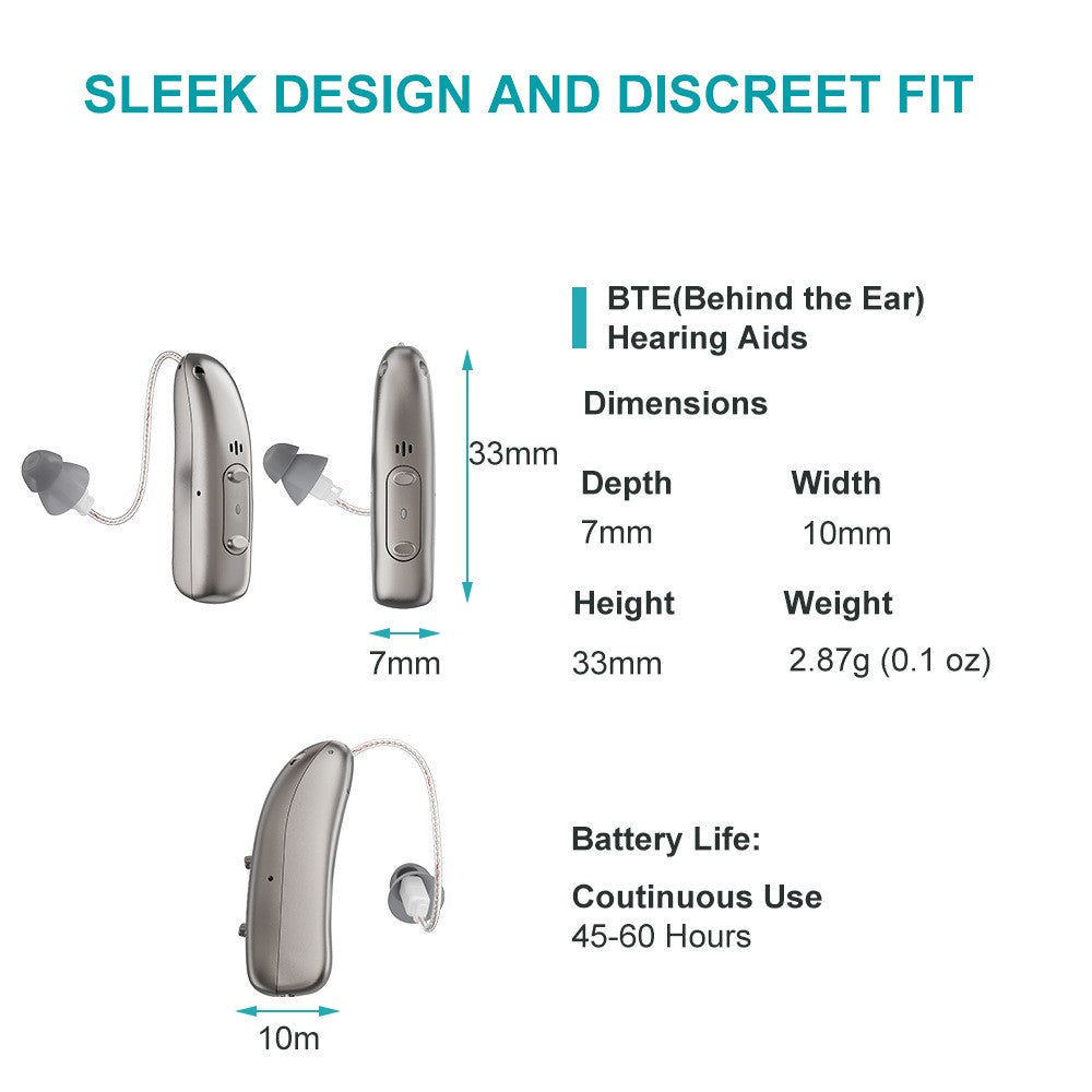 Laddningsbara Hörapparater (R03L1) med Appstyrning och DSP-Teknik (2-pack)