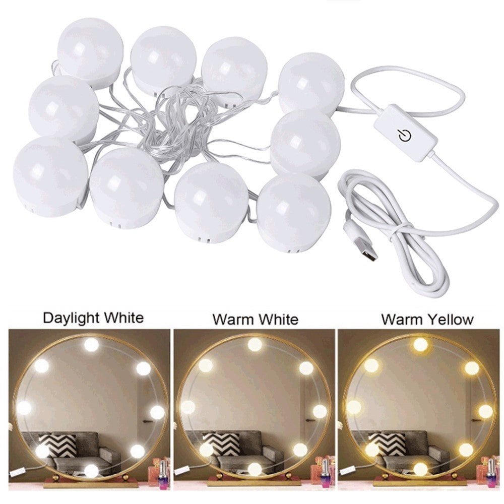 Spegelljus – 10 LED dimbar kit, USB