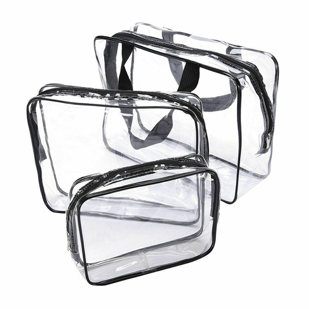 Genomskinliga necessärer i PVC – 3-pack
