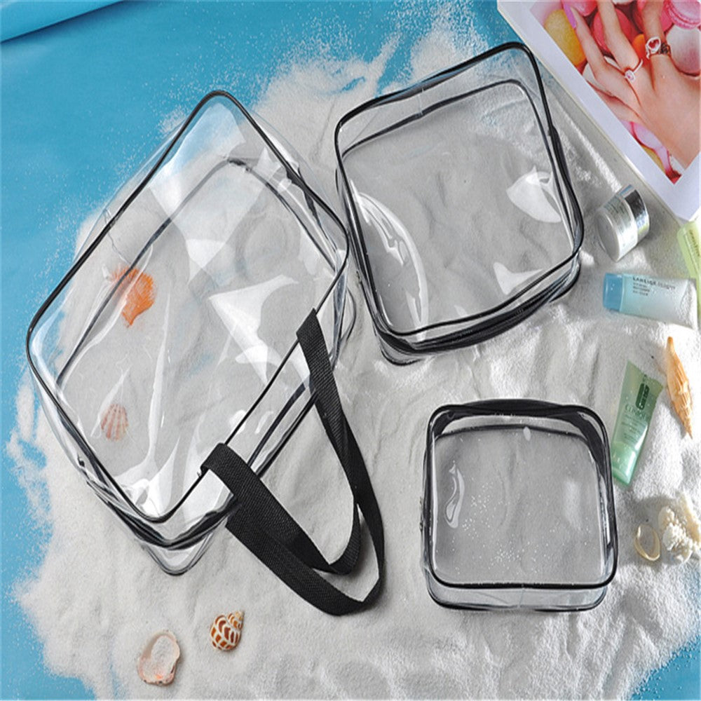 Genomskinliga necessärer i PVC – 3-pack