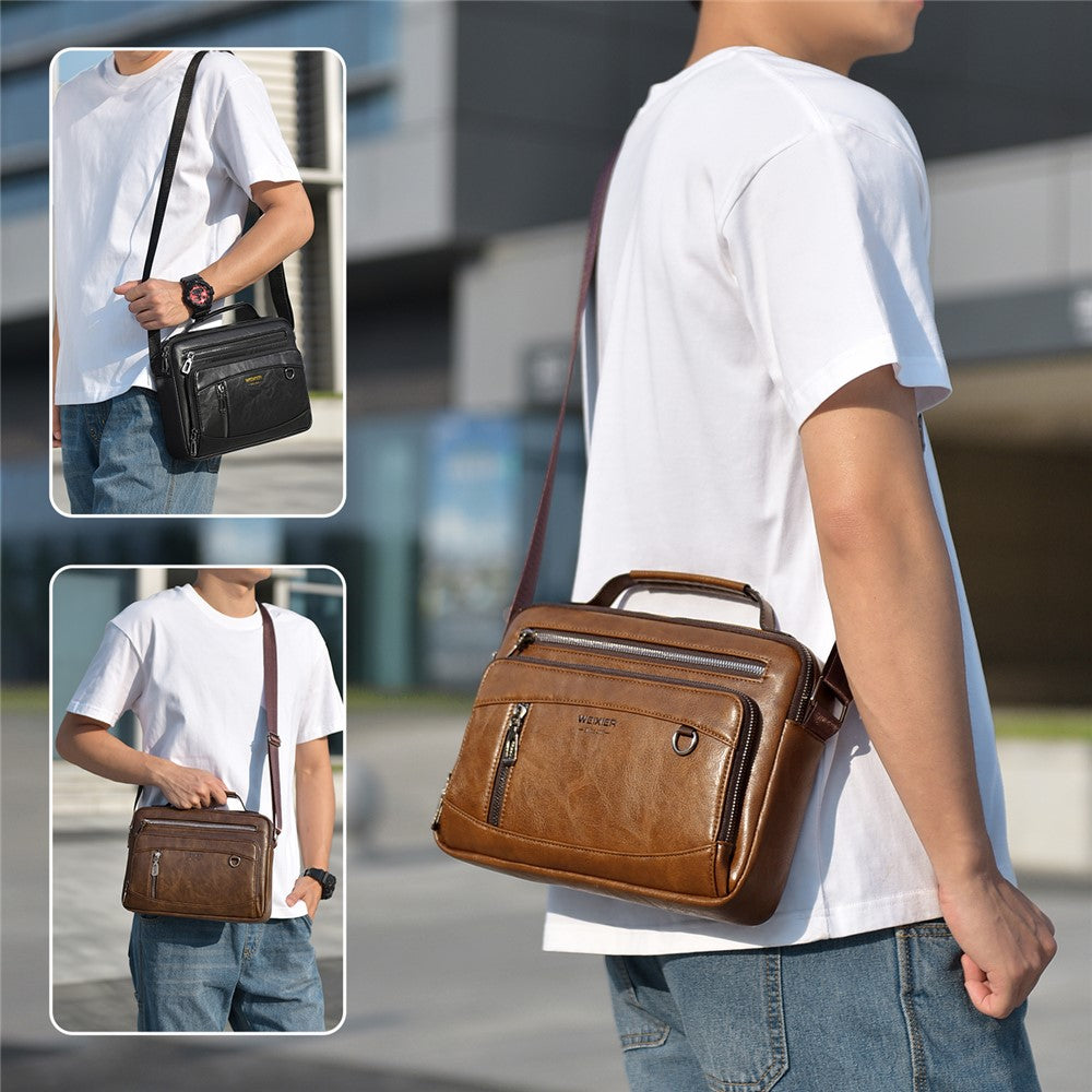 Vintage messenger bag i PU-läder – herrväska för vardag och jobb
