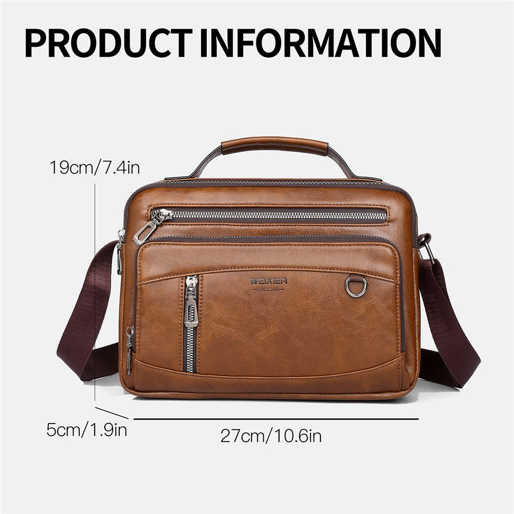 Vintage messenger bag i PU-läder – herrväska för vardag och jobb