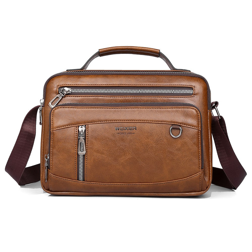 Vintage messenger bag i PU-läder – herrväska för vardag och jobb