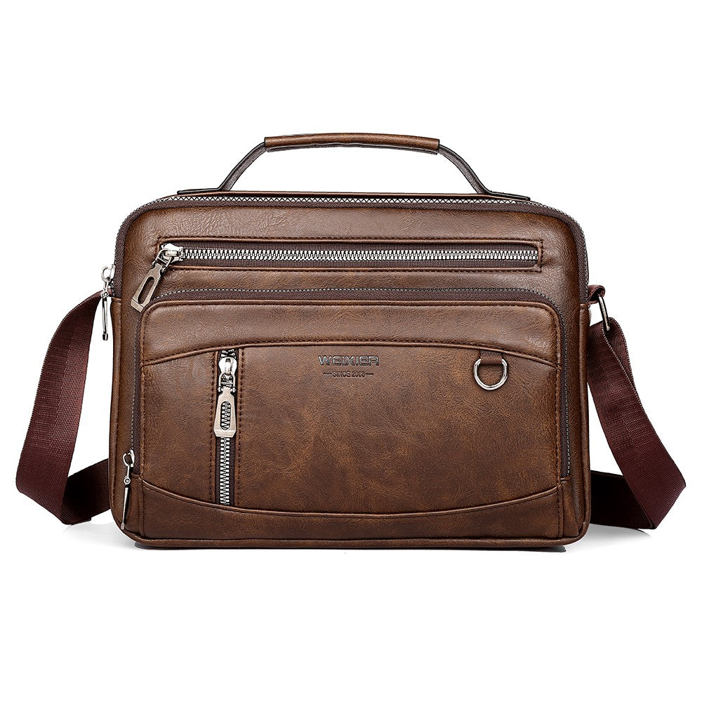 Vintage messenger bag i PU-läder – herrväska för vardag och jobb