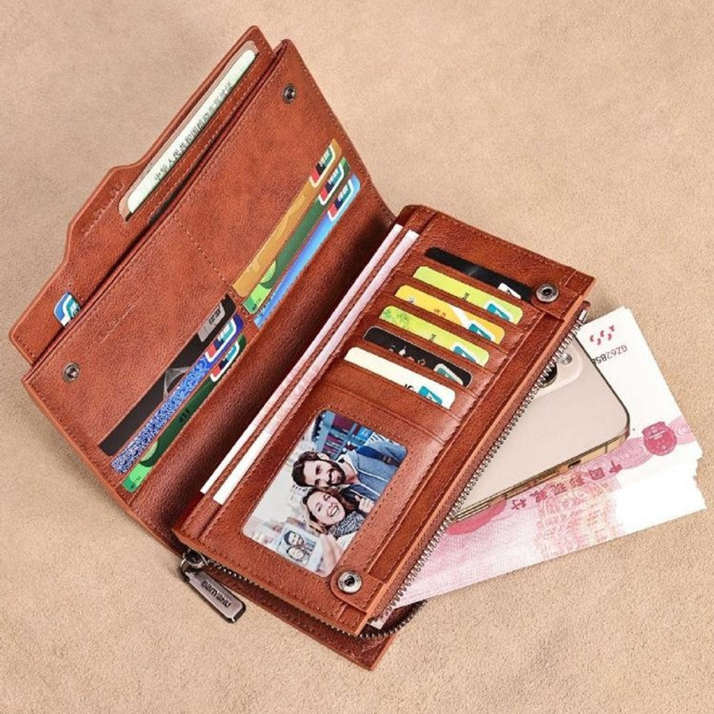 Plånbok – BANYANU N2043 vintage läder med RFID-skydd