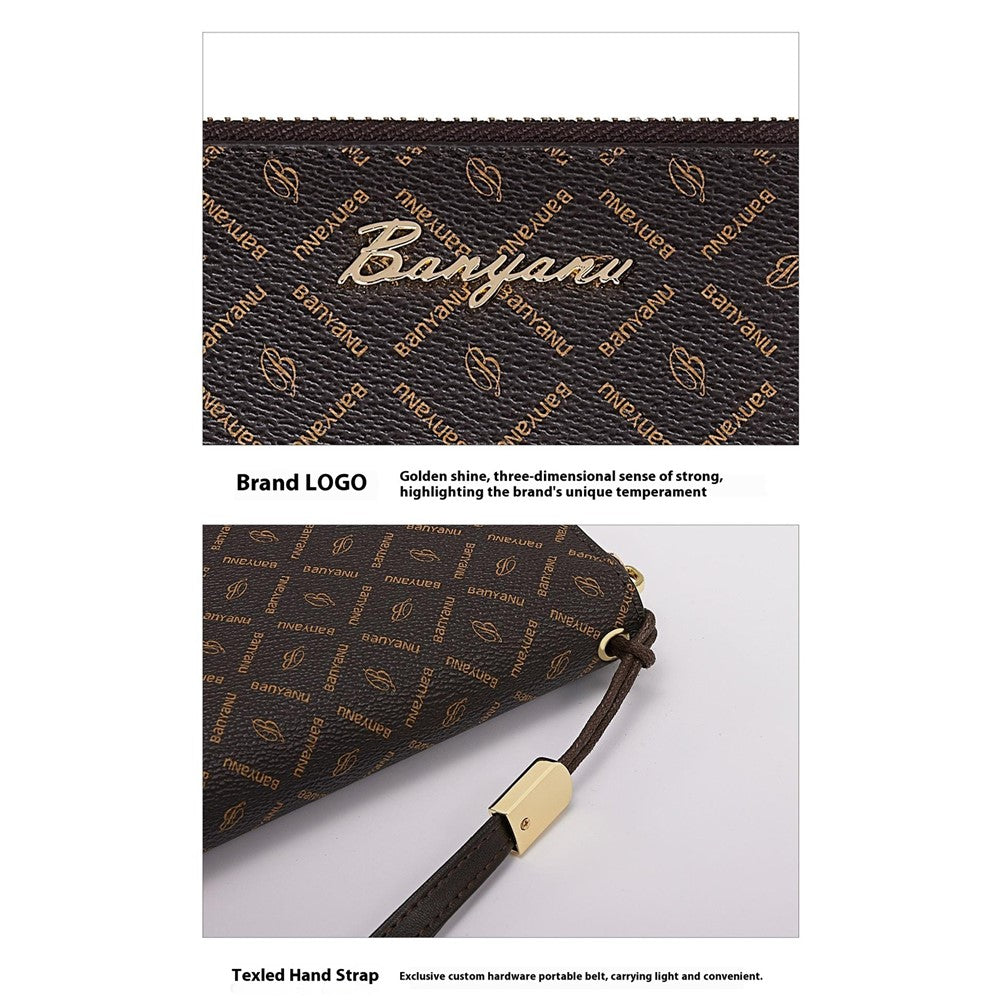 Plånbok – BANYANU N9012 dam, dubbel dragkedja, clutch-modell