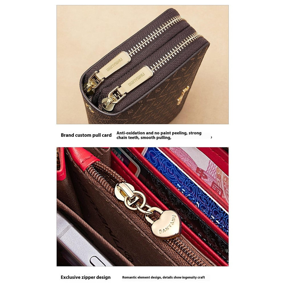 Plånbok – BANYANU N9012 dam, dubbel dragkedja, clutch-modell