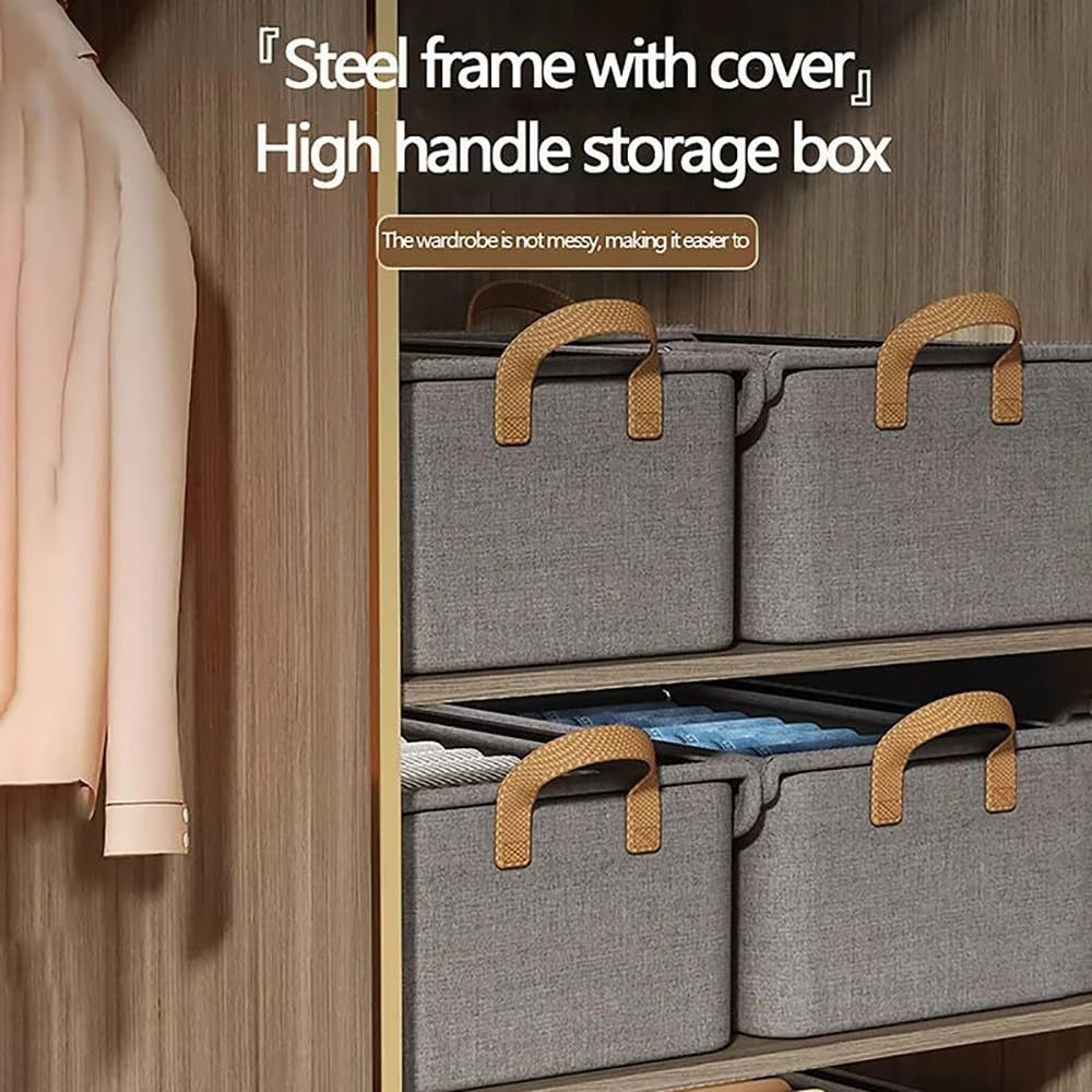 Förvaringslåda – vikbar med transparent lock, tyg