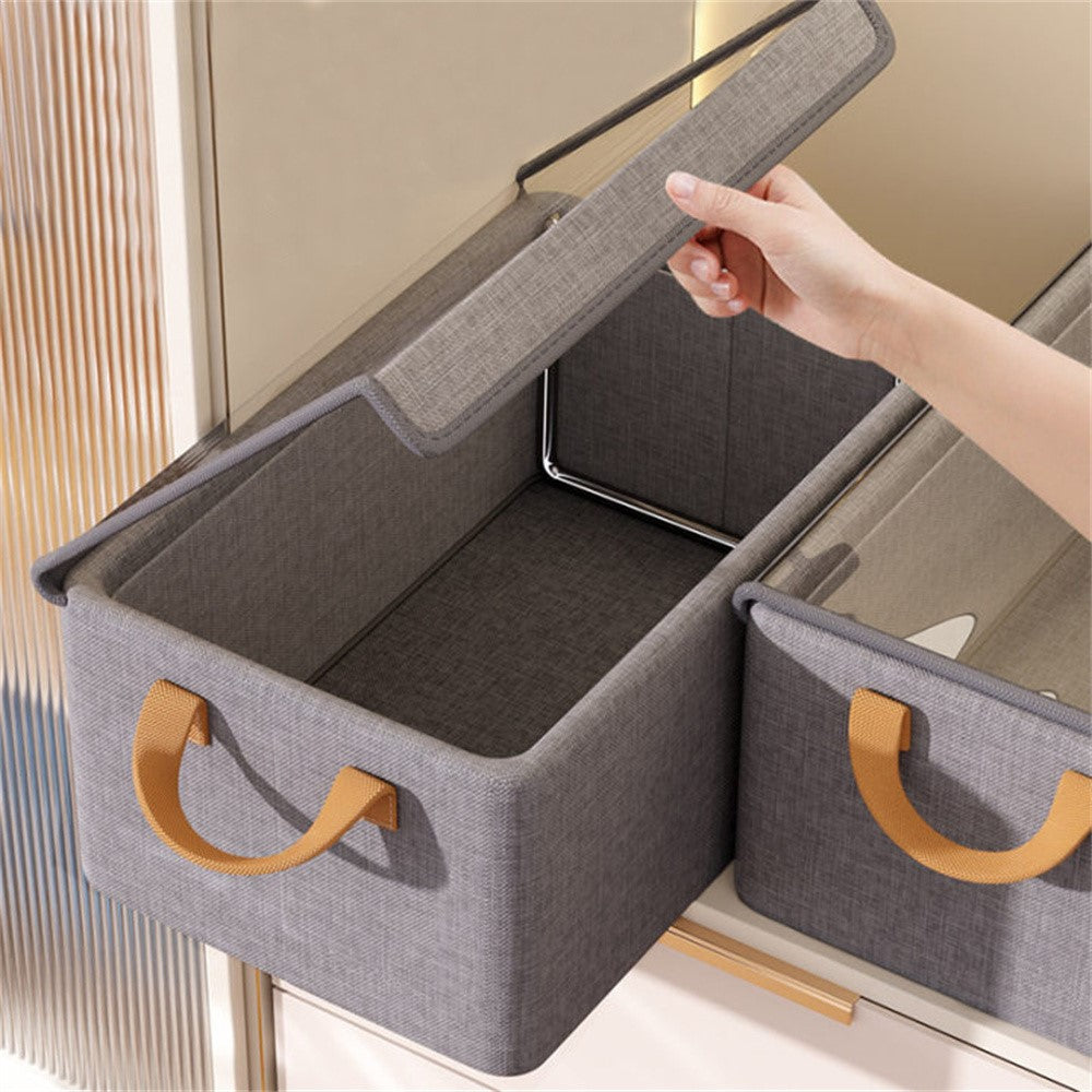 Förvaringslåda – vikbar med transparent lock, tyg
