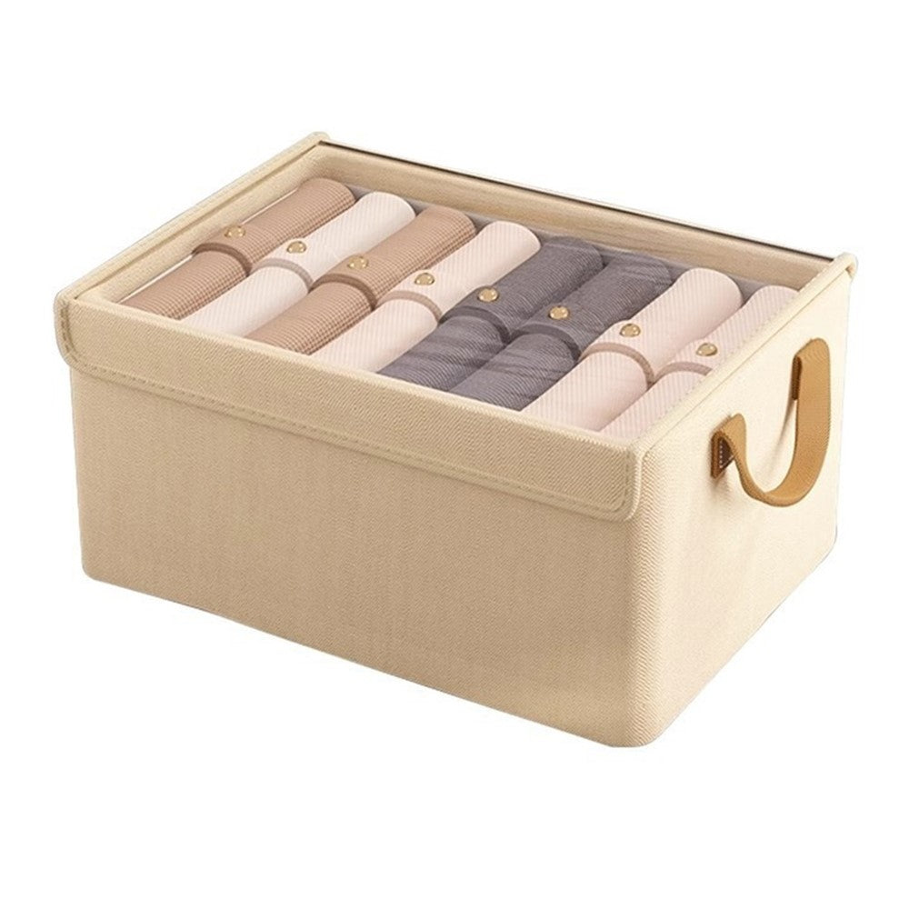 Förvaringslåda – vikbar med transparent lock, tyg