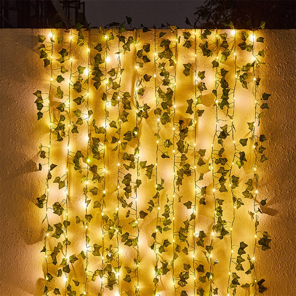 Ljusslinga – 10m 100 LED lönnbladsranka med koppartråd