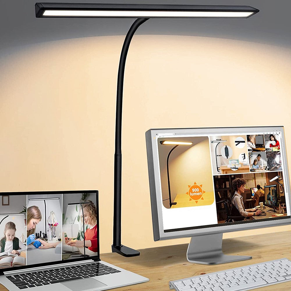 Ögonvänlig LED Skrivbordslampa med Klämfäste och 360° Flexarm