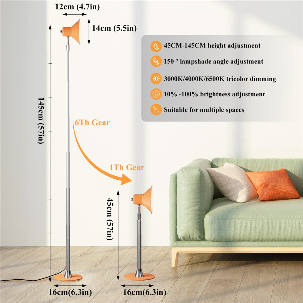 Justerbar LED-lampa – orange golv- och skrivbordslampa med dimmer