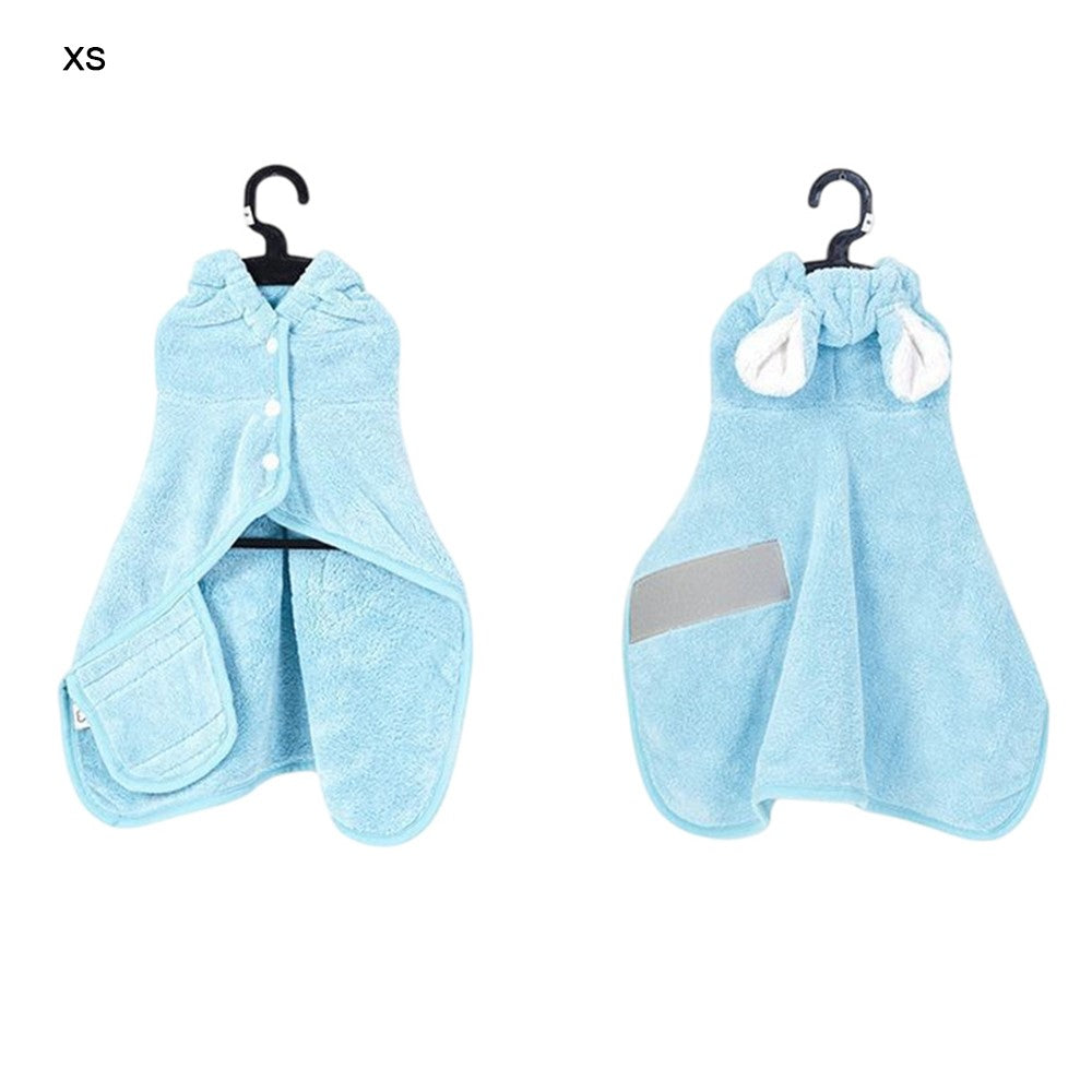 Snabbtorkande badrock för husdjur XS – korallfleece med huva