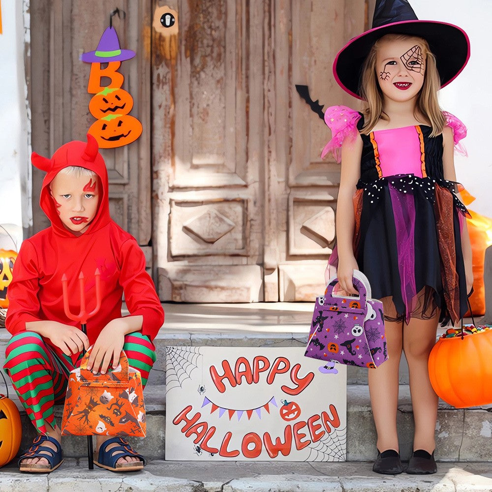 Godispåsar – 10-pack Halloween-väskor i filt, blandade färger
