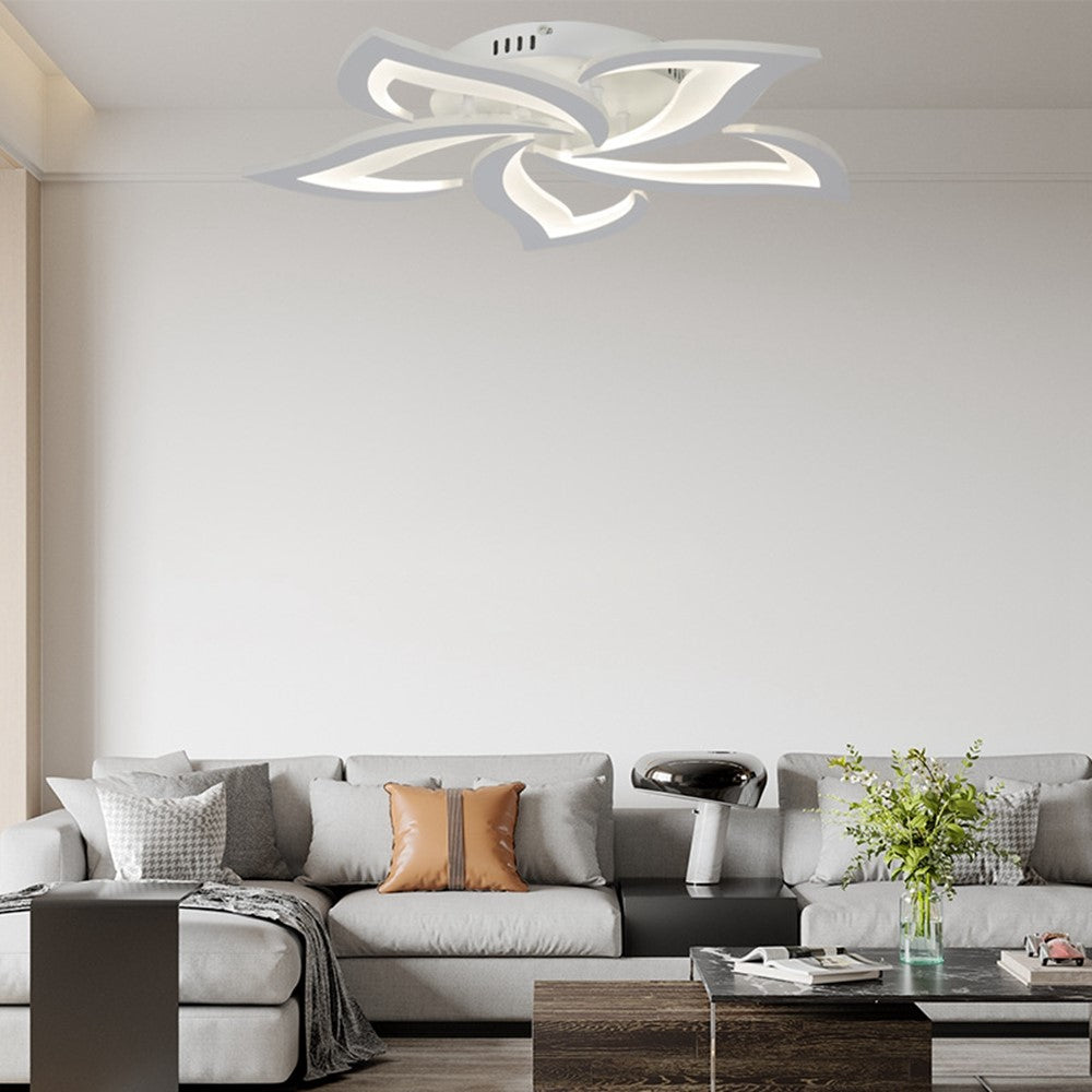 Modern LED Taklampa i Aluminium med Steglös Dimring och Fjärrkontroll