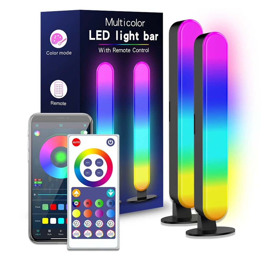 RGB-ljusstavar 2-pack – synkade lampor för skrivbord