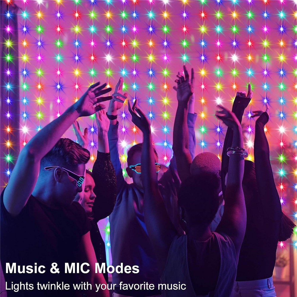 Gardinljus 3x3 m – 450 LED RGB med fjärrkontroll
