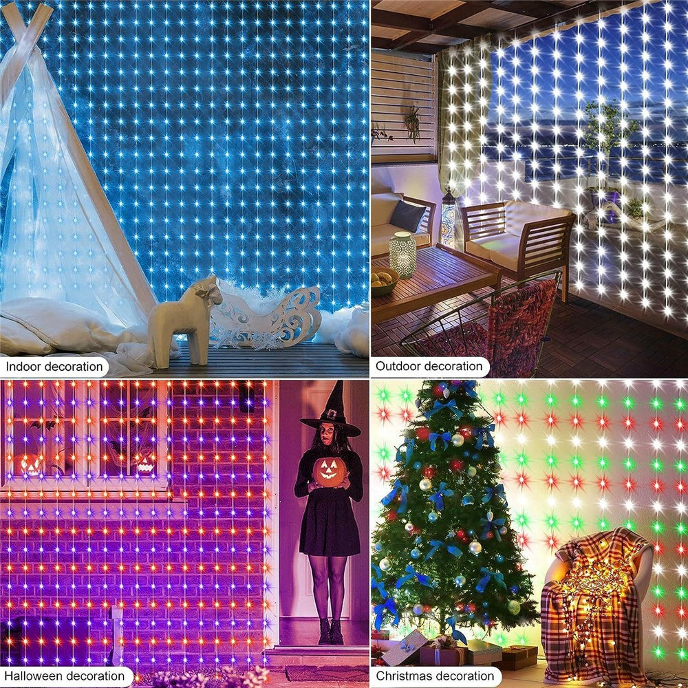 Gardinljus 3x3 m – 450 LED RGB med fjärrkontroll