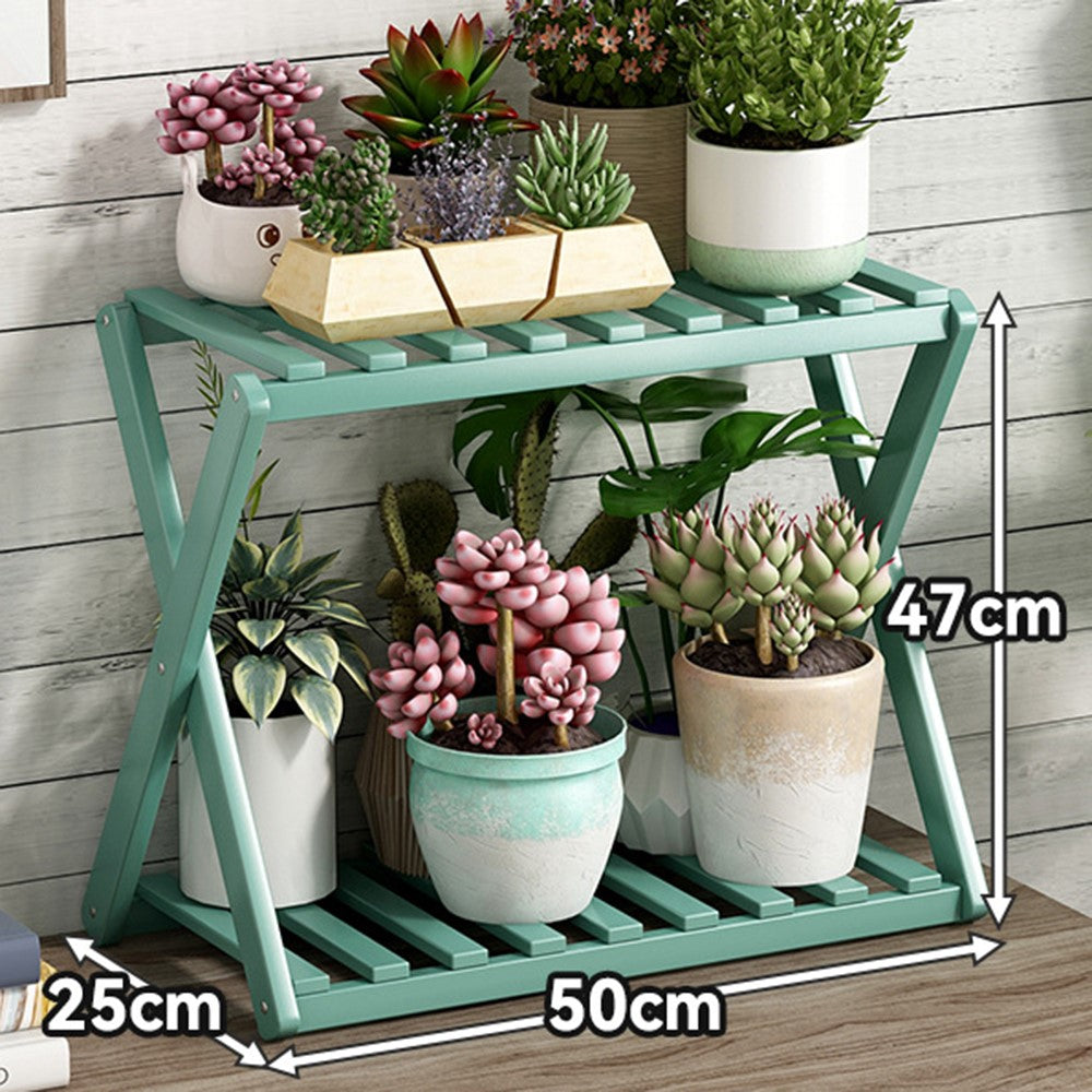 Blomhylla i bambu 50 cm – flerplans växtställ för inomhus/utomhusbruk
