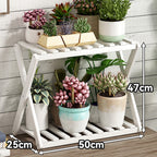 Blomhylla i bambu 50 cm – flerplans växtställ för inomhus/utomhusbruk
