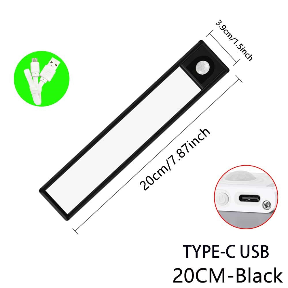 Rörelsesensorlampa 20 cm – magnetisk LED-list för kök