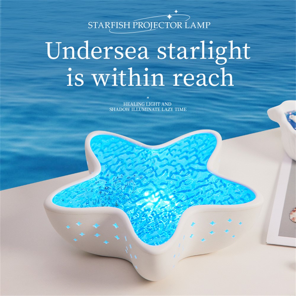 Bärbar Oceanprojektorlampa med 7 Ljuslägen och Type-C Laddning
