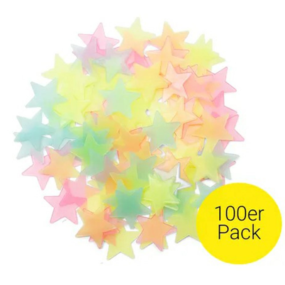 Väggdekor – 100-pack 3D självlysande stjärnor