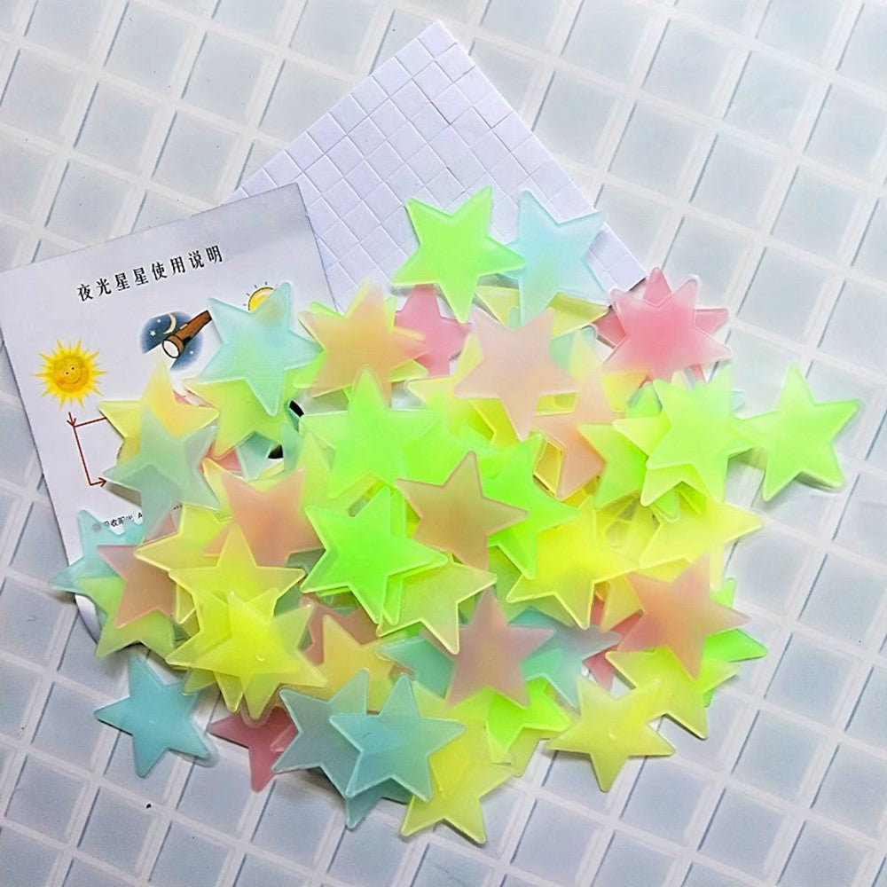 Väggdekor – 100-pack 3D självlysande stjärnor