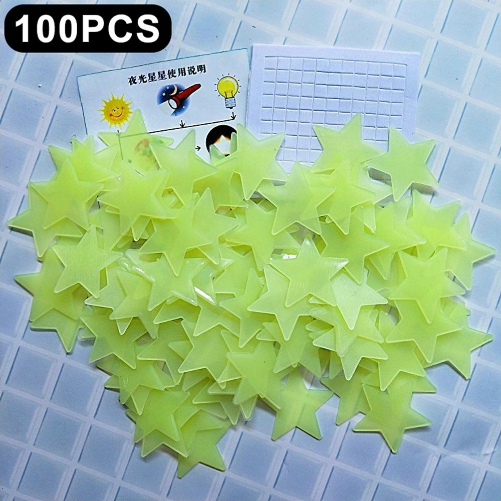 Väggdekor – 100-pack 3D självlysande stjärnor