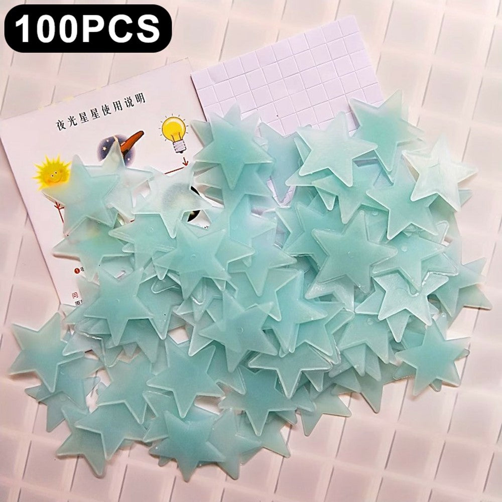 Väggdekor – 100-pack 3D självlysande stjärnor
