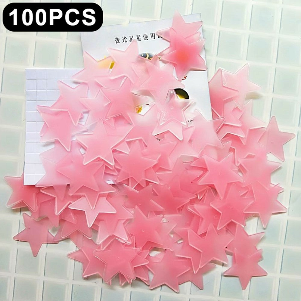 Väggdekor – 100-pack 3D självlysande stjärnor