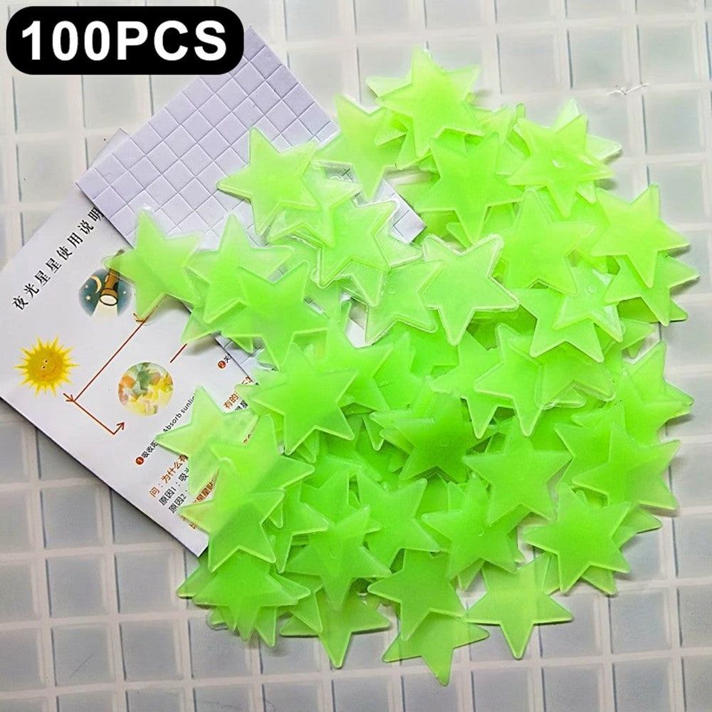 Väggdekor – 100-pack 3D självlysande stjärnor