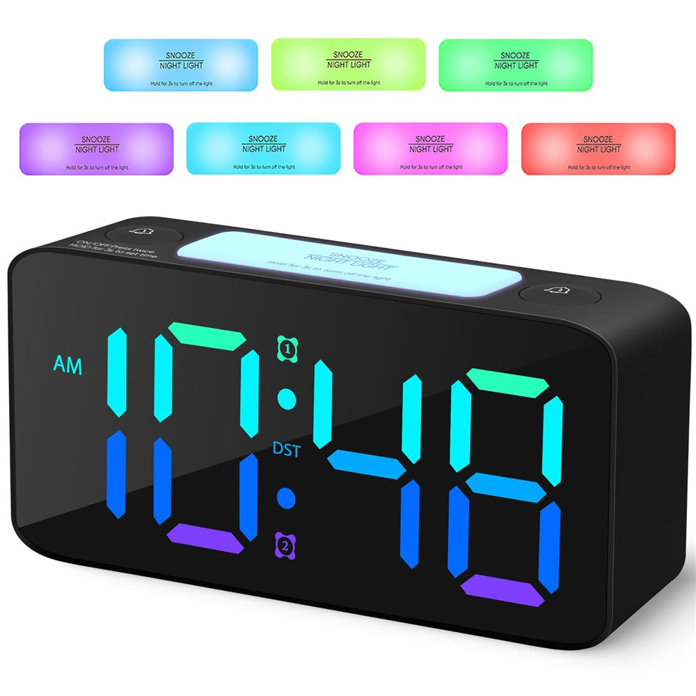 Digital väckarklocka med RGB-display och hög volym