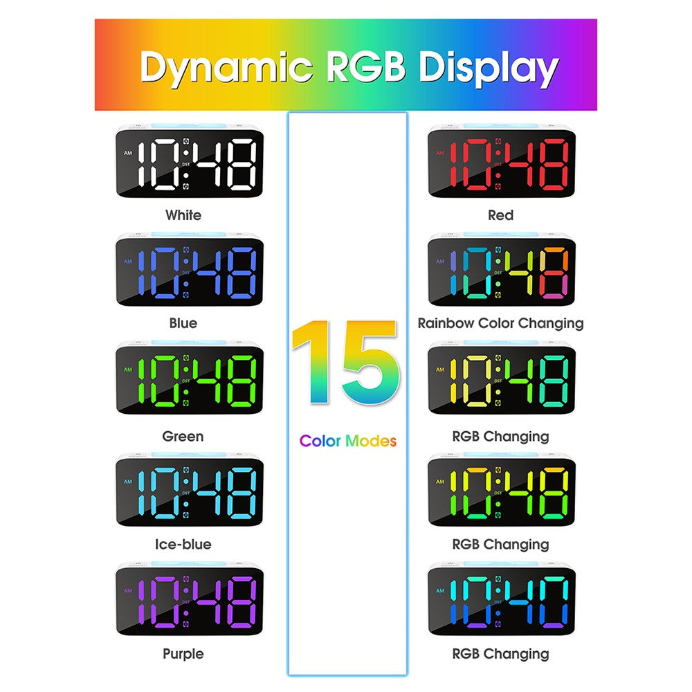 Digital väckarklocka med RGB-display och hög volym