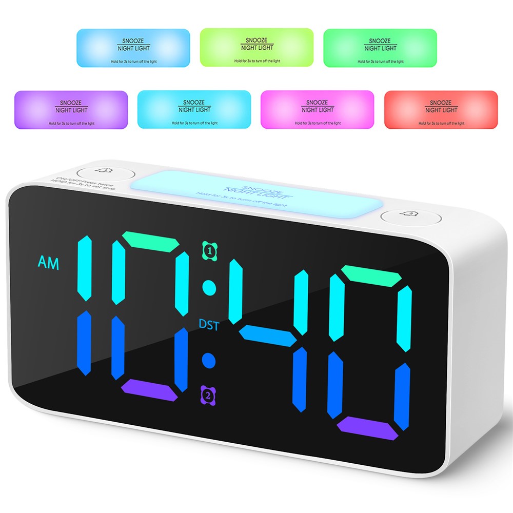 Digital väckarklocka med RGB-display och hög volym