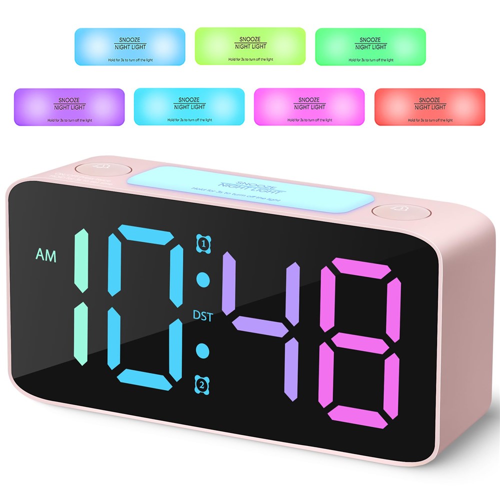 Digital väckarklocka med RGB-display och hög volym