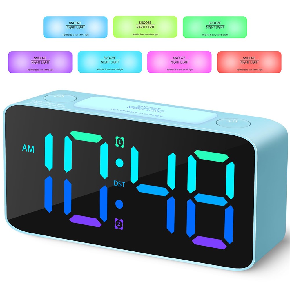Digital väckarklocka med RGB-display och hög volym