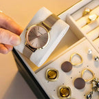 Smyckesbox – 3 lådor PU-läder för ringar, halsband och klockor