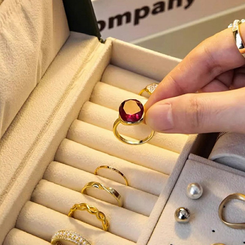Smyckesbox – 3 lådor PU-läder för ringar, halsband och klockor