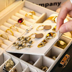 Smyckesbox – 3 lådor PU-läder för ringar, halsband och klockor